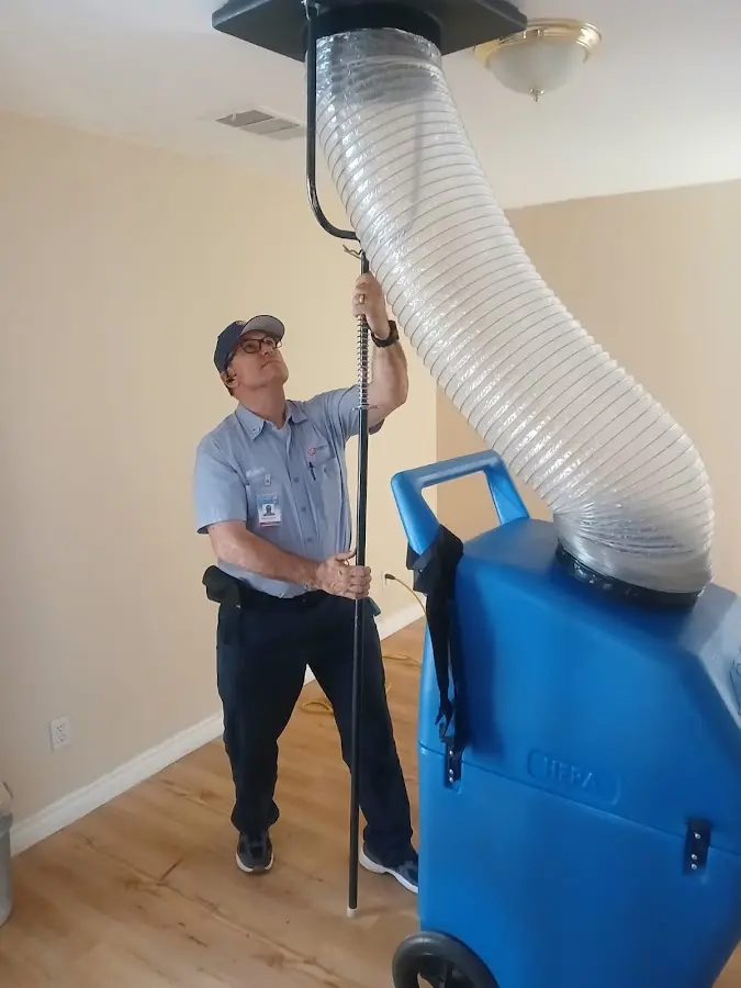 Mini Split Installation technician using HEPA equipment in Urbandale